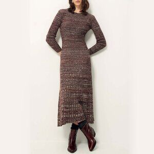 NWT - SESSÙN Tammi Long Sleeve Rib Maxi Dress, Size-XS